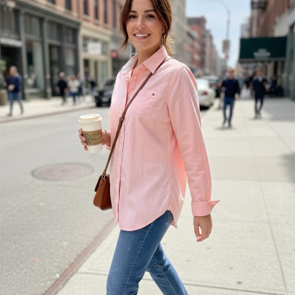 Tommy Hilfiger  Oxford Shirt - Pink - Women's Medium